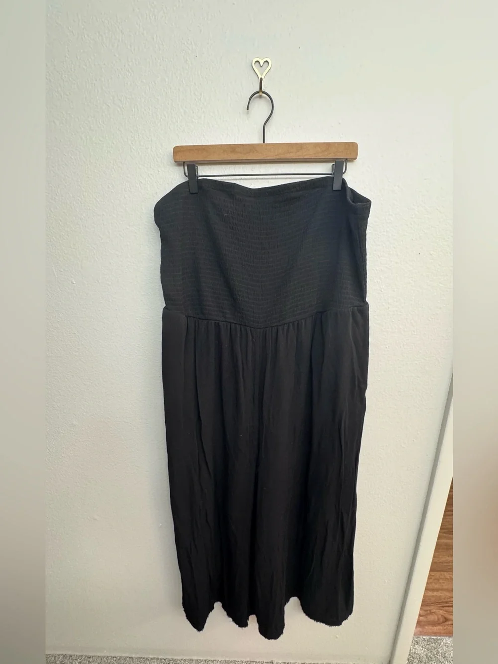 EUC torrid Crepe Midi Smocked Coverup Jumpsuit - Black - Size 3